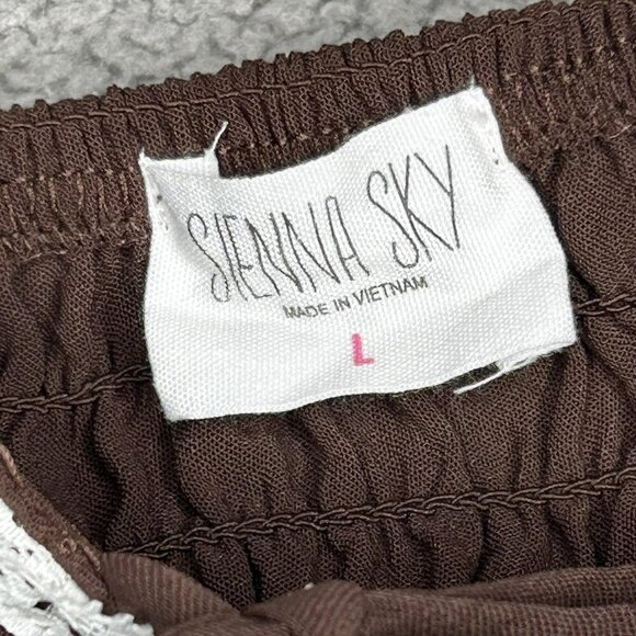 Sienna Sky Tank Top Womens L Brown Babydoll Coquette Milkmaid Lace Trim Grunge - Picture 2 of 7